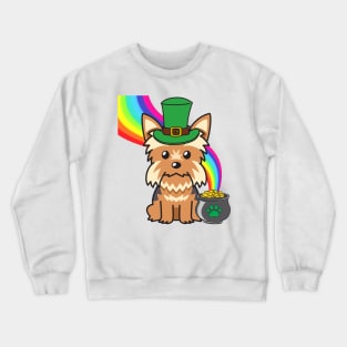 Funny yorkshire terrier celebrates st patrick's day Crewneck Sweatshirt